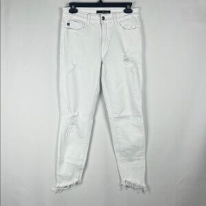 KanCan White Distressed Skinny Jeans with Raw‎ Hem